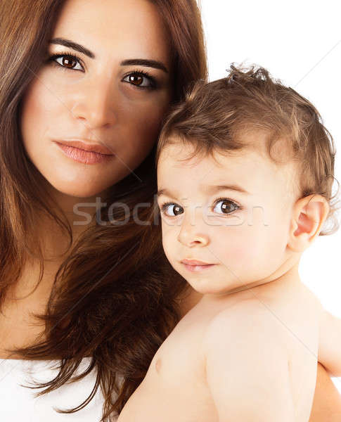 Stock photo: Beautiful mother holding baby boy