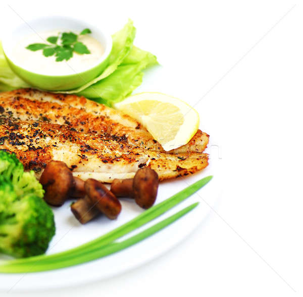 Gustos peşte file sănătos legume Imagine de stoc © Anna_Om