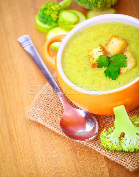 Délicieux brocoli courgettes soupe crème persil Photo stock © Anna_Om