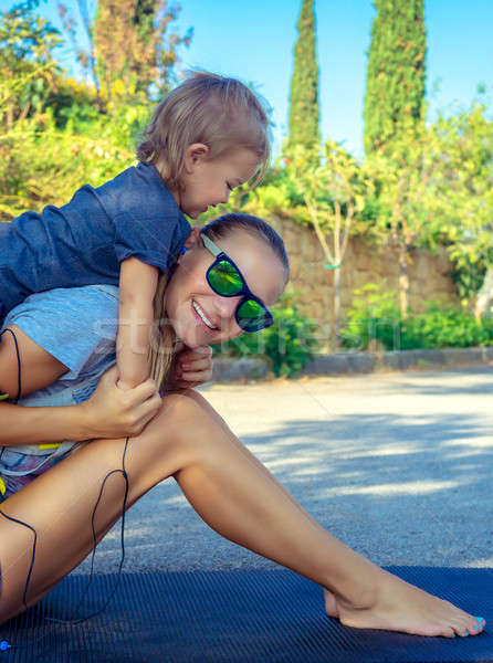 Mother and son doing sport outdoors Stock photo © Anna_Om