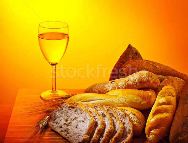 聖なる 夕食 聖餐 ディナー パン ガラス ストックフォト © Anna_Om