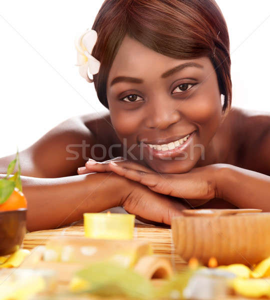 Afro girl enjoying day spa Stock photo © Anna_Om