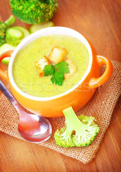 [[stock_photo]]: Saine · crème · soupe · brocoli · peu