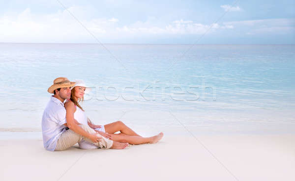 Foto stock: Lua · de · mel · Maldivas · jovem · família · férias · de · verão · romântico