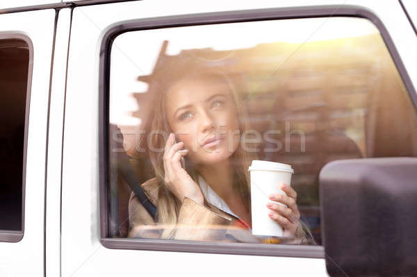 深刻 ビジネス女性 車 肖像 美しい コーヒー ストックフォト © Anna_Om