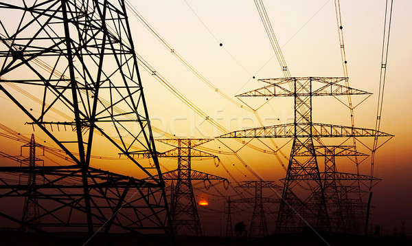 Elettrica arancione tramonto cielo ambientale danni Foto d'archivio © Anna_Om