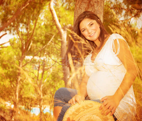 Expectant female on backyard Stock photo © Anna_Om