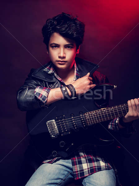 Teen boy with guitar Stock photo © Anna_Om