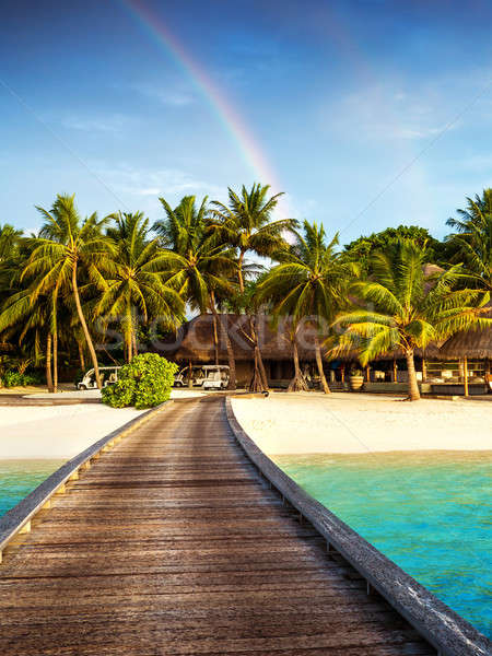 Wooden bridge to island beach resort Stock photo © Anna_Om