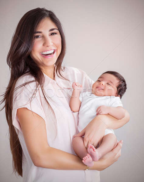 Foto stock: Feliz · mãe · bebê · belo · pequeno · retrato