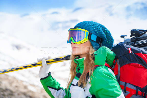 Zdrowych narciarz portret kobiety kobieta maska Zdjęcia stock © Anna_Om