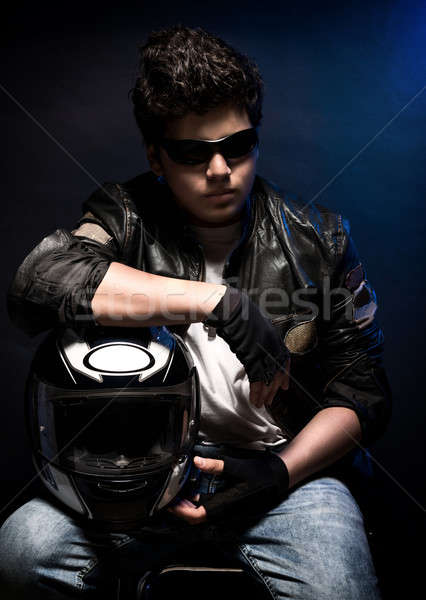 Elegáns tini motoros portré szép fiú Stock fotó © Anna_Om