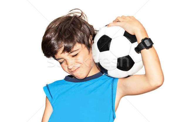 Foto stock: Futbolista · victoria · cute · pequeño · nino