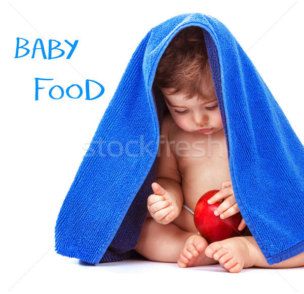 Stock photo: Adorable child with red apple