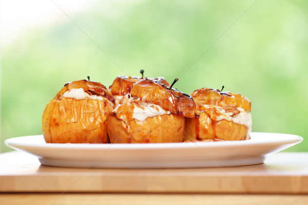 Smakelijk gebakken appels foto gevuld Stockfoto © Anna_Om