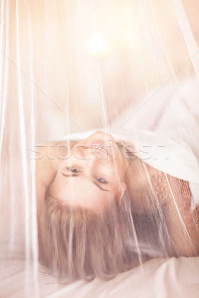Happy woman in the bed Stock photo © Anna_Om