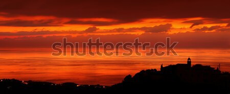Kust stad zonsondergang licht silhouet weinig Stockfoto © Anna_Om