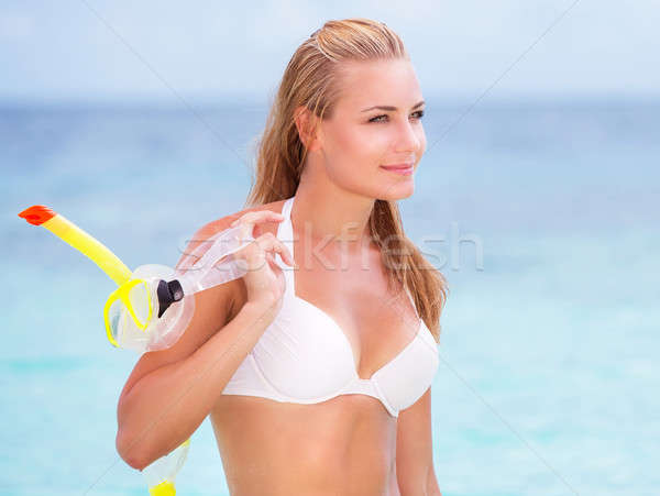 Beautiful model on the beach Stock photo © Anna_Om