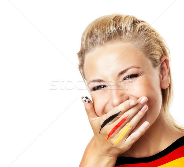 Portret glimlachend voetbal fan gezicht Stockfoto © Anna_Om