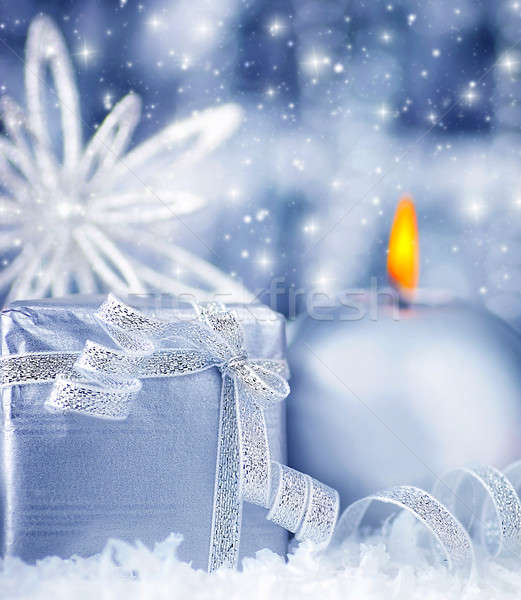 красивой синий серебро подарок зима праздник Сток-фото © Anna_Om