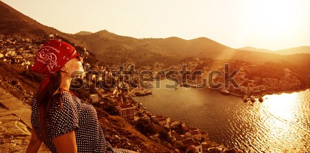 Traveler in Europe coastal city Stock photo © Anna_Om