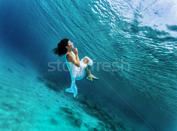 Taniec podwodne happy girl elegancki sukienka Zdjęcia stock © Anna_Om