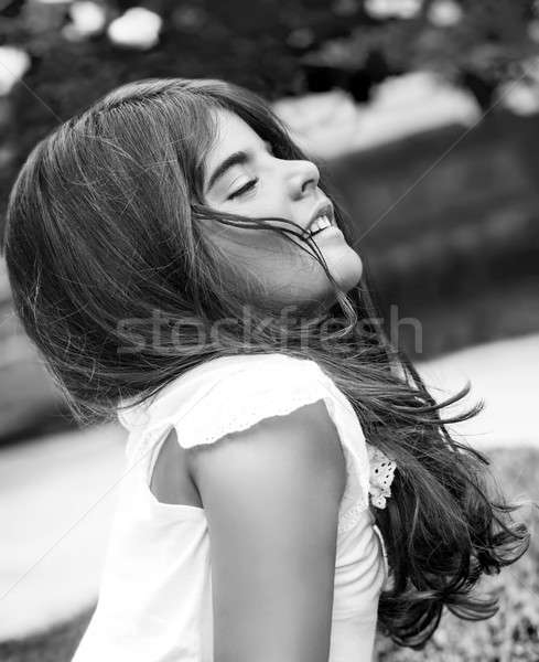 Stock photo: Little girl meditating