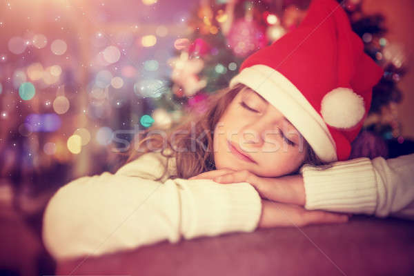 待って サンタクロース 肖像 美しい 十代の少女 着用 ストックフォト © Anna_Om