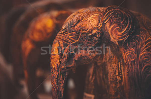 Beautiful wooden elephants Stock photo © Anna_Om