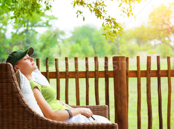 Cute girl resting on veranda Stock photo © Anna_Om