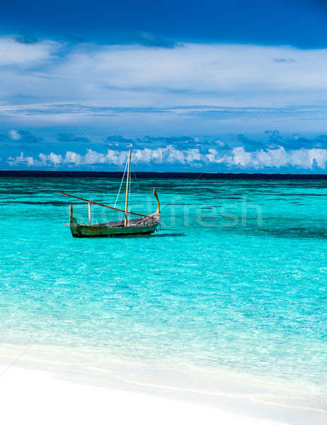 Little fishing boat in blue sea Stock photo © Anna_Om