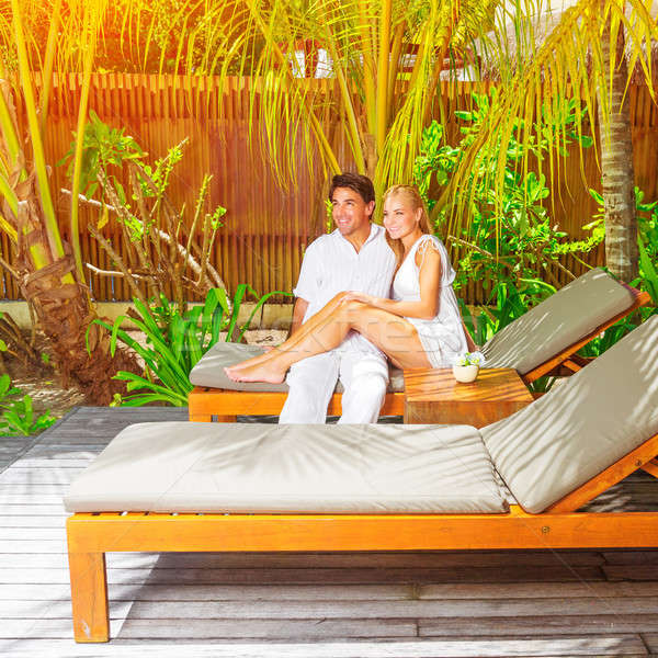 Happy couple on tropical resort Stock photo © Anna_Om