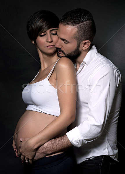 Gyengéd pár baba gyönyörű terhes nő férj Stock fotó © Anna_Om