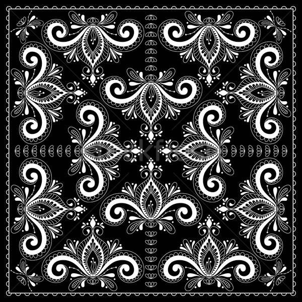 Black and white abstract bandana print with  element henna style Stock photo © anna_solyannikov