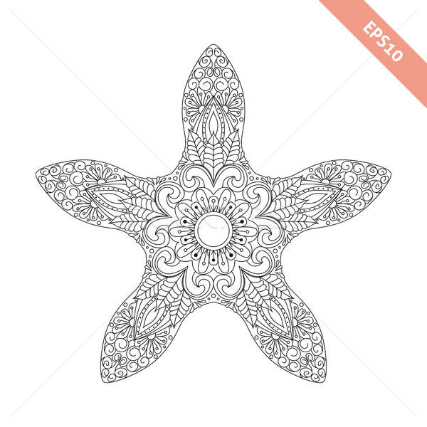 Desenho animado starfish rabisco ornamento projeto livro para colorir Foto stock © anna_solyannikov