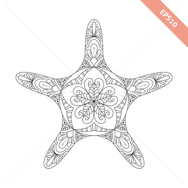 Desenho animado starfish rabisco ornamento projeto livro para colorir Foto stock © anna_solyannikov