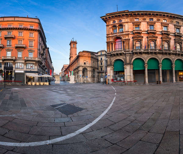 Piazza del Duomo and Via dei Mercanti in the Morning, Milan, Ita Stock photo © anshar