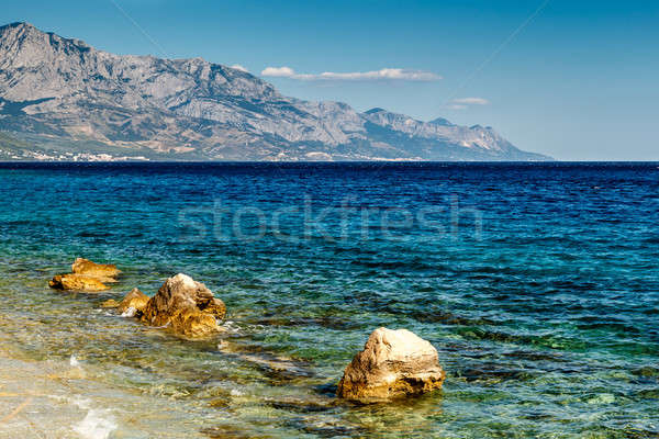 Beautiful Adriatic Beach near Split and Biokovo Mountains in Bac Stock photo © anshar