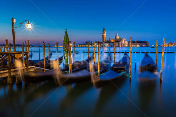 Gondolas, Grand Canal and San Giorgio Maggiore Church at Dawn, V Stock photo © anshar