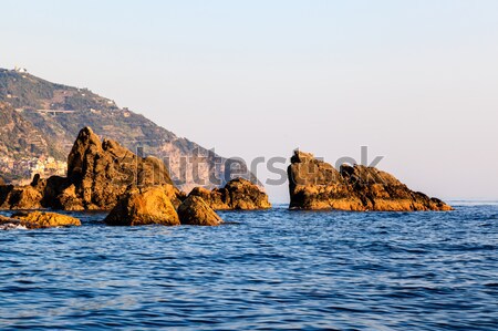 Cliffs and Rocks at Sunset in Cinque Terre, Italy Stock photo © anshar