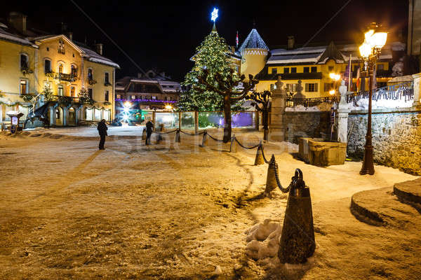 Illuminated Central Square of Megeve on Christmas Eve, French Al Stock photo © anshar