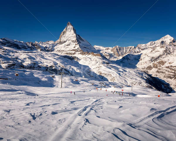 Sunny Ski Slope and Matterhorn Peak in Zermatt, Switzerland Stock photo © anshar