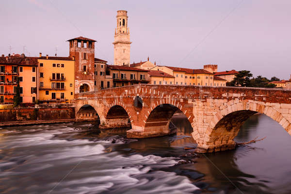 View of Adige River and Saint Peter Bridge in Verona, Veneto, It Stock photo © anshar