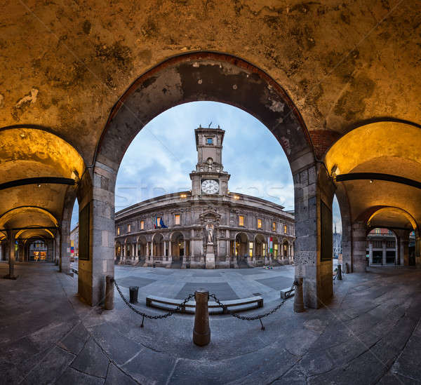 Palazzo della Ragione and Via dei Mercanti in the Morning, Milan Stock photo © anshar
