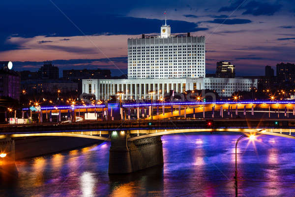 White House and Moscow River Embankment at Night, Russia Stock photo © anshar