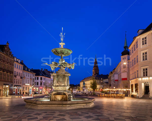 Amagertorv Square and Stork Fountain in the Old Town of Copenhag Stock photo © anshar
