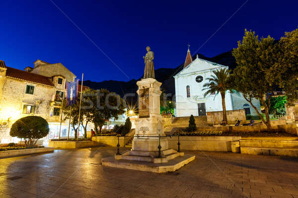Saint Mark Cathedral in Makarska at Night, Croatia Stock photo © anshar