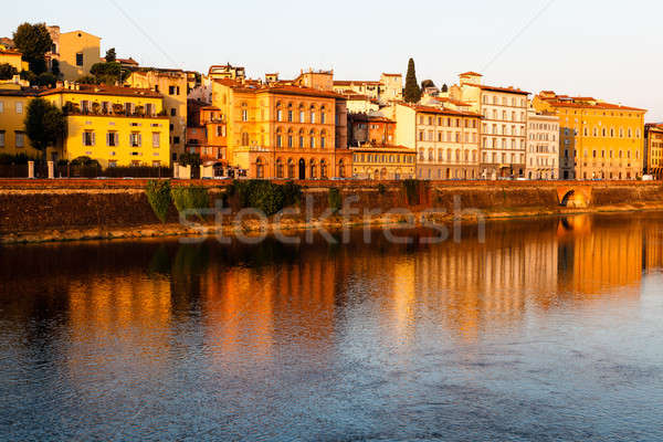 Arno River Embankment after Sunrise in Florence, Tuscany, Italy Stock photo © anshar