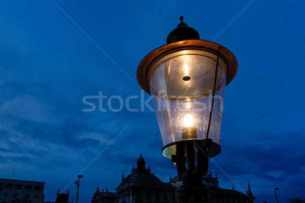 Vintage Illuminated Street Lamp in the Center of Munich, Germany Stock photo © anshar
