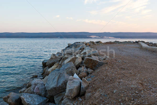 Breakwater on Makarska Riviera at Sunset, Croatia Stock photo © anshar